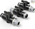 TAILONZ PNEUMATIC 1/4 Inch Tube OD x 1/4 Inch NPT Thread Ball Valve Air Flow Control Valve Push to Connect Fitting BVC-1/4-N2（Pack of 3）