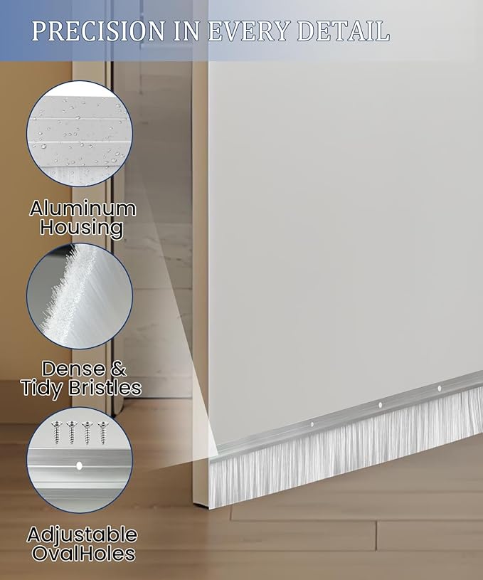 10 Set Door Brush Sweep – 2.80" x 39.3" CEPIA Garage Door Seal –White Roll Up & Exterior Door Sweep for Bottom Gap Protection (394 in / 10000 mm)