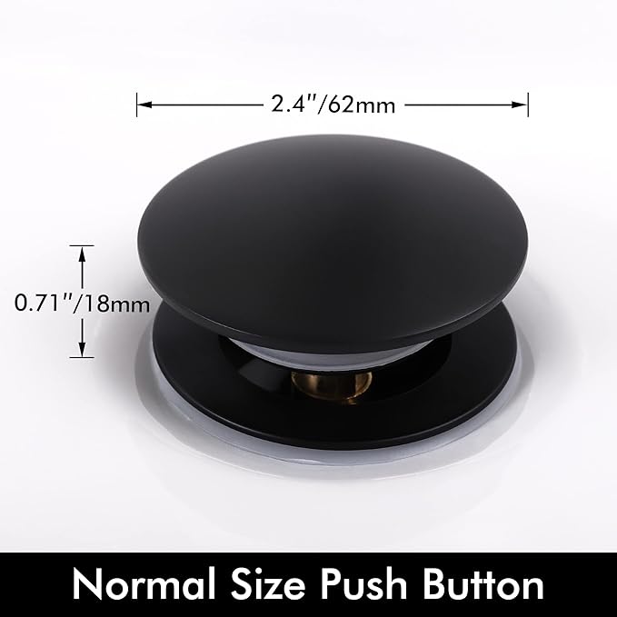 KES Bathroom Sink Drain with Overflow, Pop Up Drain Sink Stopper Matte Black, All Metal Brass and SUS304 Stainless Steel, S2008S62A-BK