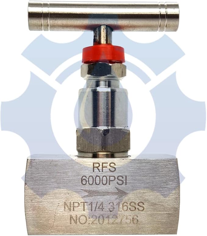 RFS Stainless Steel 316 Straight Needle Valve, 1/2" NPT Female Connection, up to 6000 PSI, 2 Port Heavy Duty Industrial Hydraulic Flow Control Valve for Piping Needs