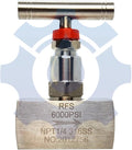 RFS Stainless Steel 316 Straight Needle Valve, 1/2" NPT Female Connection, up to 6000 PSI, 2 Port Heavy Duty Industrial Hydraulic Flow Control Valve for Piping Needs
