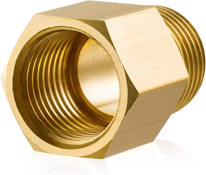 2PCS Brass Pipe Fitting, 3/8" Female x 1/4" Male NPT Thread Brass Hex, Adaptor 1200psi High Pressure