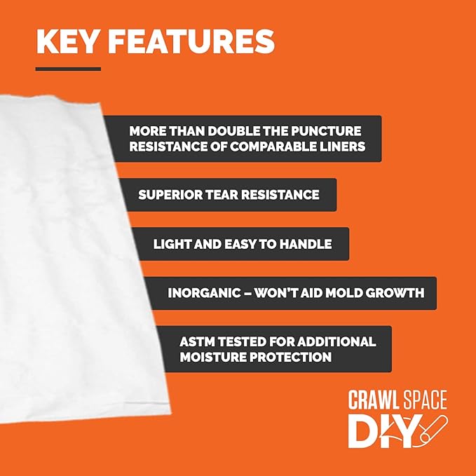 Whitecap - Dura Skrim String Reinforced White Plastic Sheeting - 12 Mil - (12' x 100') - Extremely Durable, Weatherproof, Vapor Barrier Polyethylene Roll for Crawlspace, Construction