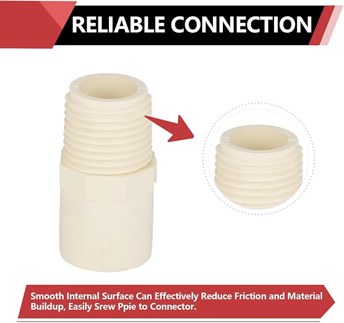 (10 Pack) EFIELD CPVC CTS Male Adapter Fittings, 1/2" Slip X 1/2" Male Thread,(CPVC033-10)