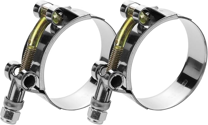 2 Pack 3.75" T-Bolt Hose Clamps, 304 Stainless Steel Turbo Intake Clamp, Working Range 3.98"-4.33"(101-110mm) for 3.75" I.D. Hose with 5mm Wall Thickness.(Measure hose O.D. before buying)