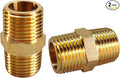 2PCS Hex Brass Nipple 3/8"NPT Male X 3/8" NPT Male Pipe Fitting 3/8 inch Brass Pipe Nipples Male Pipes Adapter Fittings Heavy Equal Nipples Connectors