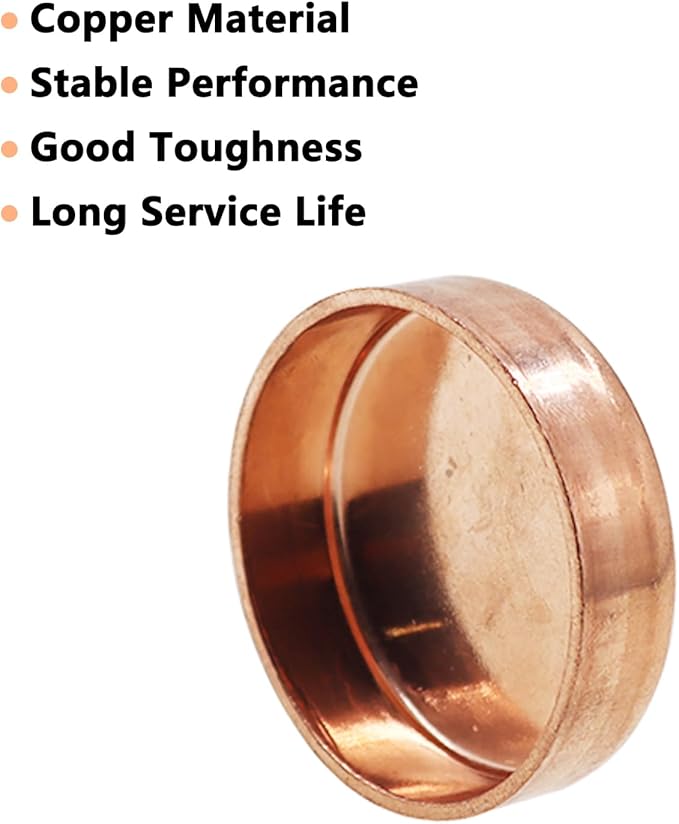 Copper Pipe Cap,TTZEZE Copper End Cap,Certified Safe Pressure Copper Cap Plug,Solid Sweat Solder Connection,Pure Copper Plumbing Cap for Plumbing HVAC Air Conditioner 42mm/1.65'' 1PCS