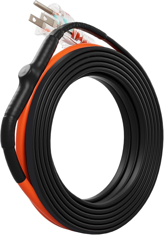 VEVOR Self-Regulating Pipe Heating Cable, 9FT 5W/FT Heat Tape for Pipes Freeze Protection, Water Pipe Heat Cable with Built-in Thermostat Protects PVC Hose, Metal and Plastic Pipe from Freezing