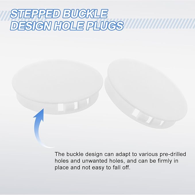uxcell 4Pcs Plastic Hole Plugs, 60mm(2-3/8") Flush Type Panel Plugs, Round Snap Knockout Locking Plugs for Furniture Insert End Caps Panels, White