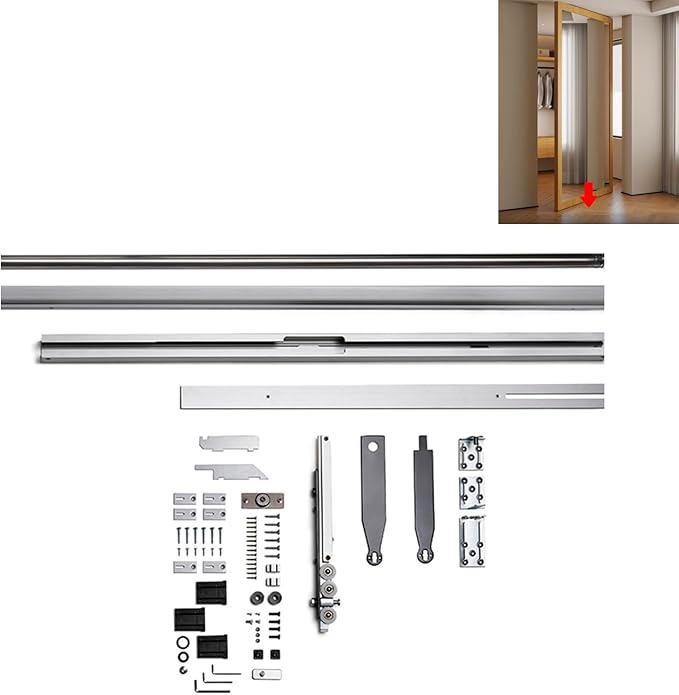 90°Rotation Invisible Pivot Hinge,154LBS Load-Bearing Heavy Duty Hardware for Bookcase, Murphy Door Glass Door, 2 Sides Opening Revisable Door Hardware(Door not Included