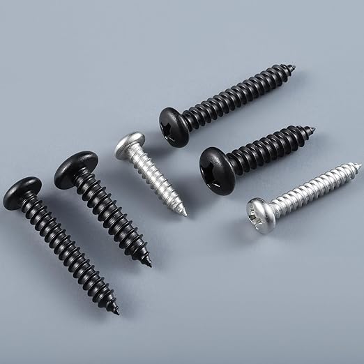 #8 x 2 Inch Pan Head Wood Screws, Phillips Drive, Black Oxide Stainless Steel 304 (18-8), Self Tapping for Wood, Sheet Metal Screws, 50 Pack