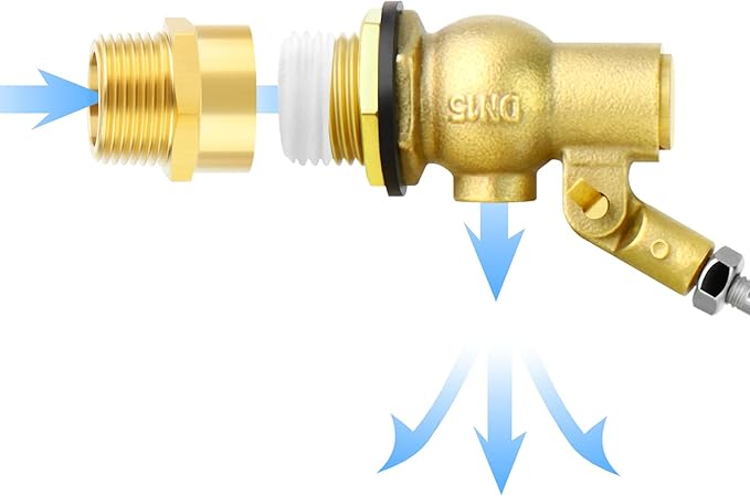 GASHER 2PCS 1/2" 304 Stainless Steel Float Ball Valve with 1/2"G Female x 1/2"NPT Male Adapter, DN15 Adjustable Water Tank Float Ball Valve for Stock Tank Pool Water Level Control