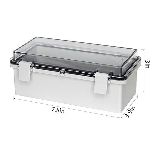Waterproof Junction Box Project Outdoor Weatherproof ABS Plastic Box Impact-Resistant Weatherproof Electrical Enclosure for Garden, Garage, Solar, and Marine Applications Clear (7.8"x3.8"x2.9")