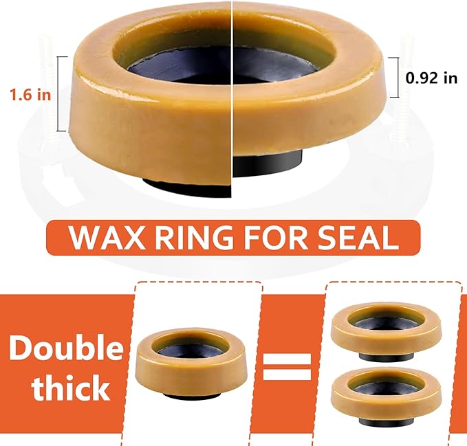 Toilet Flange Repair Kit with Extra Thick Wax Ring for Toilets Install or Leaking Toilet Wax Ring Replacement Kit Include Mounting Hardware Fits 3-inch or 4-inch Waste Lines