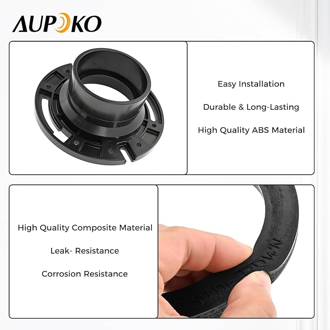 Aupoko RV Toilet Seal and 3'' Socket RV Toilet Flange Kit Compatible with 300/310/320 RV Toilets, Replace 385345892 Flange, 385311658 Flush Seal and 385311652 Base Seal, 3 in 1 Combination Seal Kit