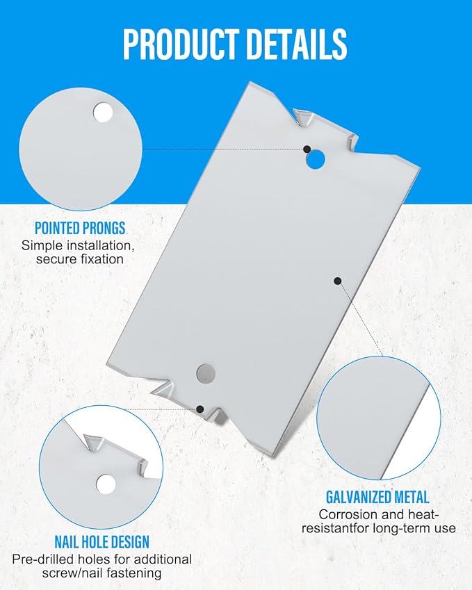 300 Pack Nail Plates for Wood Studs, 2.5 x 1.5 Inch Metal Cable Protector Plate, Anti-Nail Shield with Sharp Prongs for Plumbing & Wiring Protection