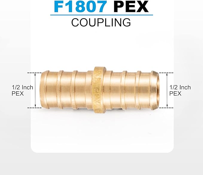 WMAXPFIT(20 Pack) 1/2 Inch PEX Coupling F1807, LF Brass crimp fitting for PEX-b pipe