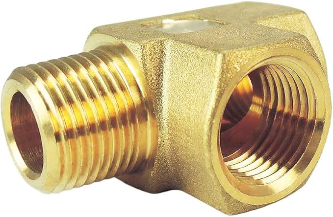 Nigo Brass Tee, 3-Way Pipe Fitting - Forged Brass (1/4' x 1/4' x 1/4' - NPT Female x NPT Female x NPT Male)