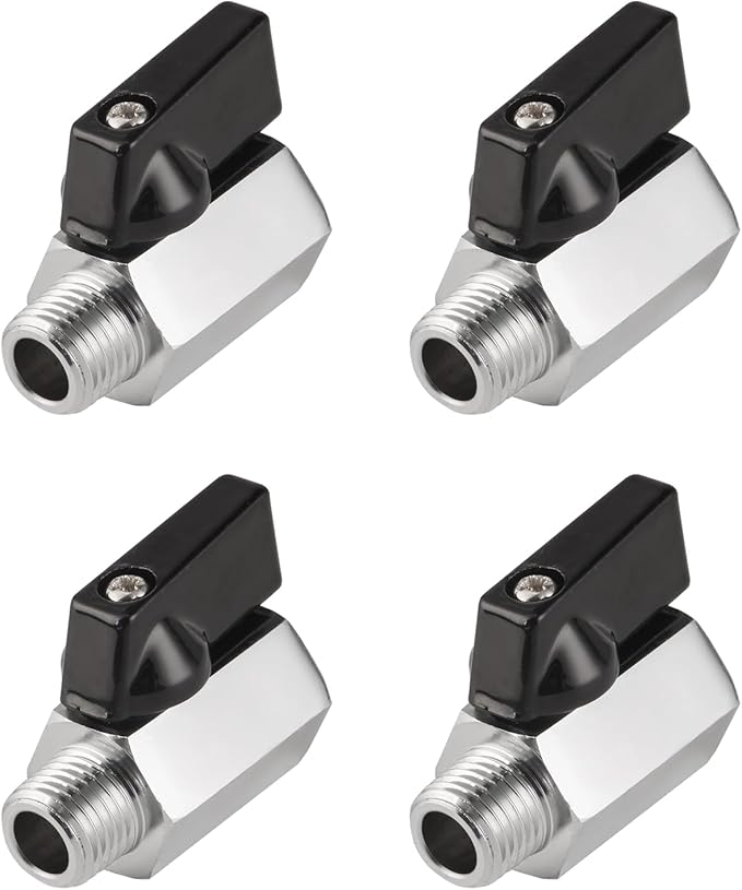 1/4" Mini Ball Valve NPT Female x Male Shut-Off Valve, 2-Way Full Port Shut Off Valve, Manual On/Off Control,for Water Air Oil Gas, Industrial & Household Plumbing Applications-4pcs