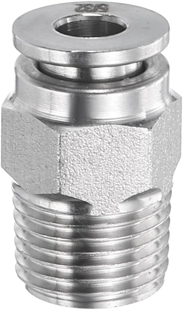 HARFINGTON Push to Connect Fittings 5/32" Tube OD x 1/8" NPT Thread Male Straight Union Fittings 304 Stainless Steel Quick Connect Pneumatic Accessories for Trailers Air Brake System