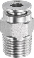 HARFINGTON Push to Connect Fittings 5/32" Tube OD x 1/8" NPT Thread Male Straight Union Fittings 304 Stainless Steel Quick Connect Pneumatic Accessories for Trailers Air Brake System