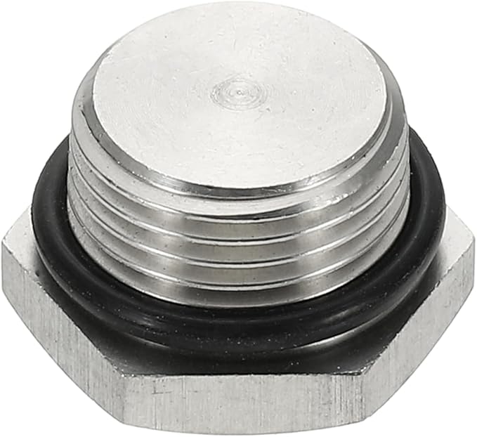 MECCANIXITY NPT Pipe Plug Fitting, 304 Stainless Steel NPT3/8 Male Outer Hex Thread for Plumbing Fixed with Sealing Rubber Ring