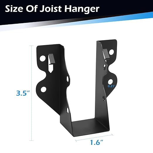 48 Pcs 2"x 4" Joist Hanger,Q235B Steel Black Powder Coated Face Mount Joist Hangers ,Hurricane Ties for Rafters,Tie Brackets for Floor Deck and Ceiling Joists