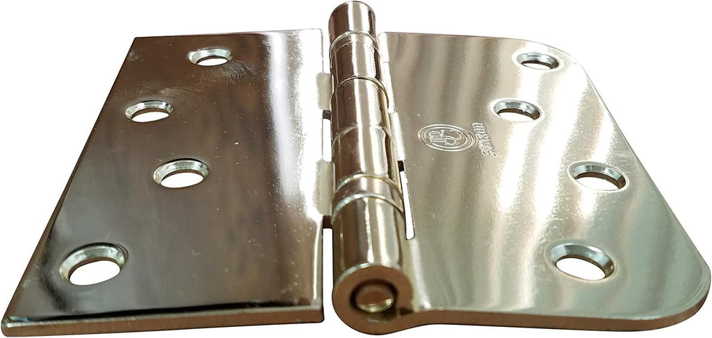 Hinge Outlet 4 Inch with 5/8 Inch Square Radius Ball Bearing Door Hinges, Heavy-Duty Steel, Removable Pin (Polished Brass,10 Pack)