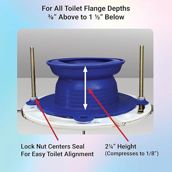One N Done Toilet Flange Repair Kit – Complete Toilet Wax Ring Replacement Kit – Durable Waxless Toilet Ring – Includes Toilet Flange Bolts and nuts,washers - Toilet Flange Extension Kit (Pack of 2)