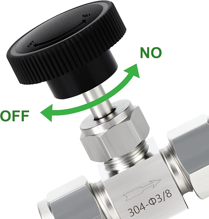 TAISHER 1PCS 304 Stainless Steel Compression Tube Square Straight Needle Valve 3/8" Tube OD x 3/8" Tube OD For Flow Control Water Gas Oil