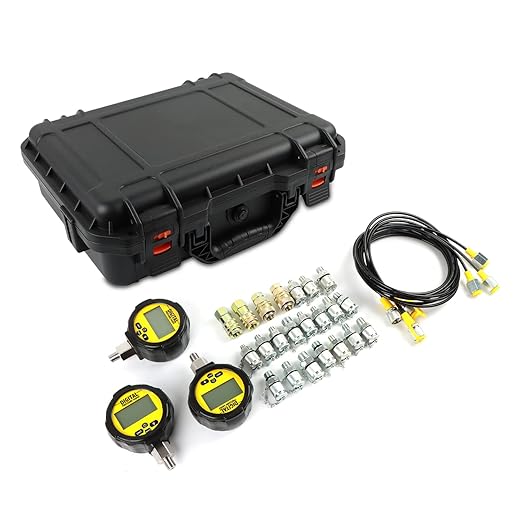 70P Digital Hydraulic Pressure Test Coupling Kit with 3 Gauges (2PC 70MPa, 1PC 16MPa), 22 Test Couplings 3 Test Hoses for Caterpillar John Deere Excavator Construction Machinery Repair Test