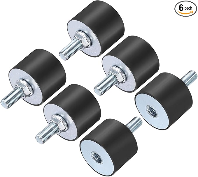 uxcell 6pcs M10x28mm Rubber Isolator Mounts with Studs 40x30mm Male Female Vibration Shock Absorber Zinc Plated Cylindrical Thread Mounts Anti Vibration Isolators with 6pcs M10 Lock Nuts