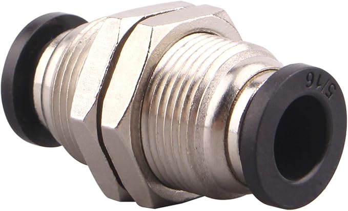 Bulkhead Union Push to Connect Tube Fitting 5/16 Inch Tube OD Double Threaded (10 Packs)