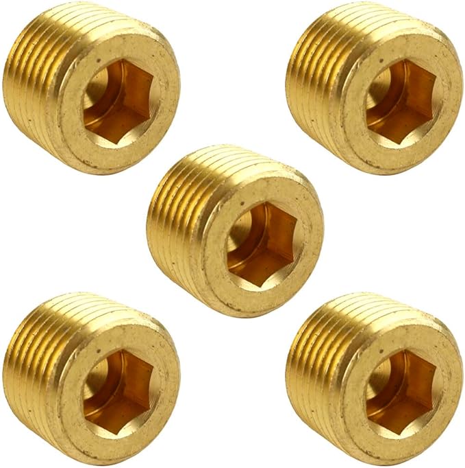 3/8" NPT Solid Brass Male Thread Allen Head Pipe Plug Hex Socket 50135 5-Pack
