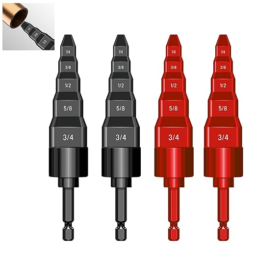 4 Sets HVAC Flaring Tools, Swaging Tube Repair 5 in 1 Air Conditioner Copper Pipe Expander Flaring Swaging Drill Set Copper Tubing Tool with 1/4", 3/8", 1/2", 5/8", 3/4" Bits, Black and Red