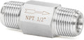 ChillWaves 304 Stainless Steel In-Line Siamese Check Valve 1/2" NPT Male Thread, One-Way Non-return Check Valve，Prevent Water Back-flow(1-PACK)