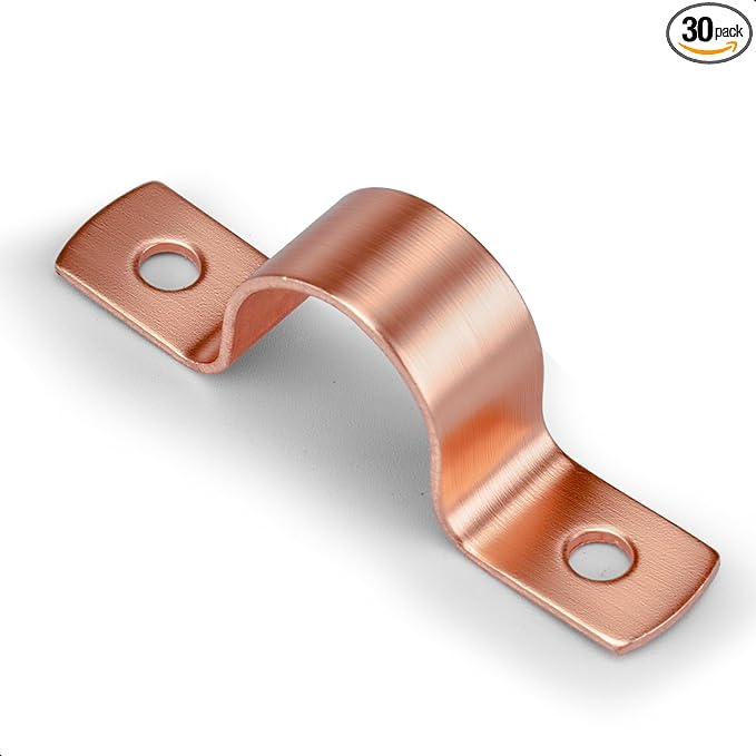 Plumbing Copper Pipe Straps, 30-Pcs 3/4 inch 2-Hole Pipe Clamp Mount Support