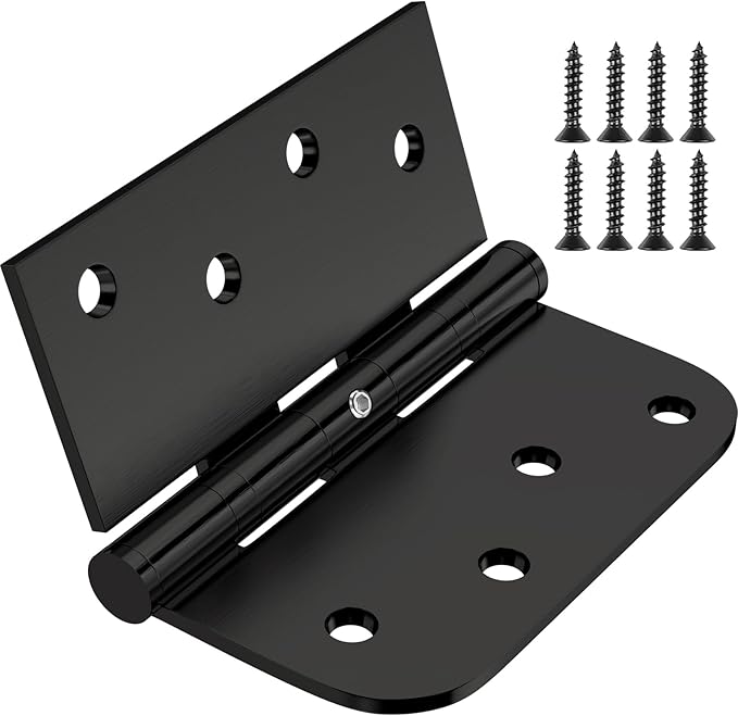 3-Pack Stainless Steel Hinges, Exterior Door Hinge, Ball Bearing Door Hinge, 4 inches, Right - Angle with 5/8 - inch Rounded Corners, Heavy - Duty Hinge, Suitable for Commercial Indoor and Outdoor Use