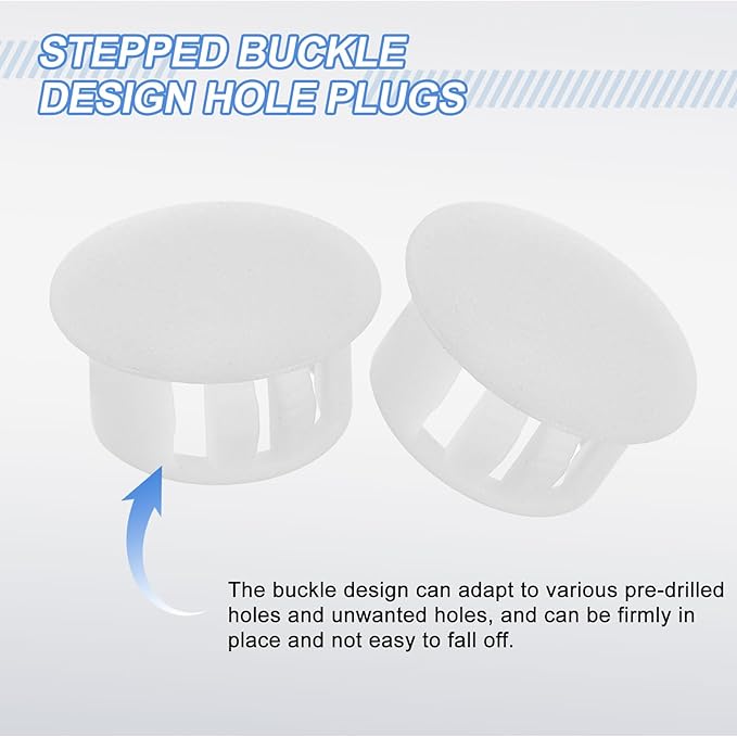 uxcell 4Pcs Plastic Hole Plugs, 16mm(5/8") Flush Type Panel Plugs, Round Snap Knockout Locking Plugs for Furniture Insert End Caps Panels, White