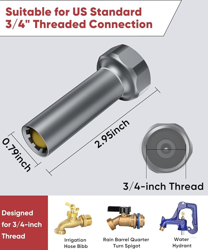 Outdoor Faucet Winter Freeze Protection Valve, Activates at Water Temperature Below 35.6°F/ 2°C, 3/4-Inch Thread Frost Proof Faucet Cover for for Garden, Lawn & Yard Spigot, Grey, 1Pack