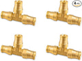 1/4" DOT Air Fittings,1/4" Tube OD Tee Union Brass Air Brake Line Fittings Push in Fitting, Push to Connect Union Fittings, for Trucks Trailers Use and Air System Industria Workshops (4 PCS)