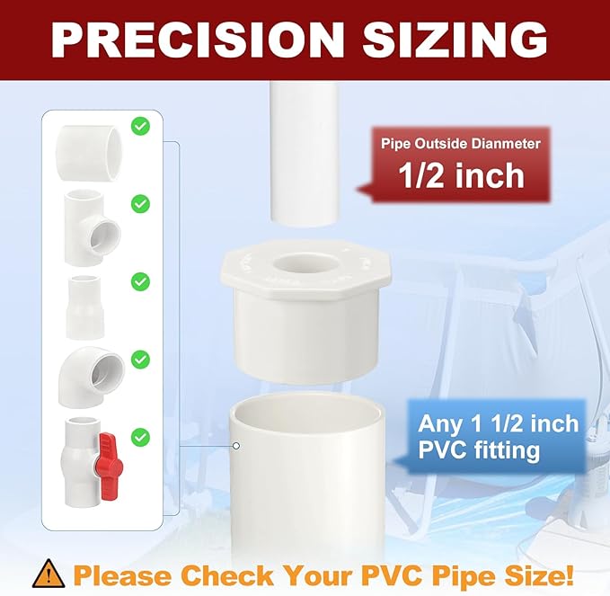 25Pcs 1 1/2" x 1/2" PVC Reducer Bushing Fitting, SCH40 (Spigot x Socket) Furniture Grade PVC Pipe Fitting, Reducer Bush Adapter for Home Sewer Plumbing, Industrial, Pipe Connection
