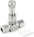 TAISHER 1PCS 304 Stainless Steel Reduce Port 3mm Needle Valve 1/4" OD，Accurate Dials For Micro Flow Control Instrument Gauge Water Gas Oil