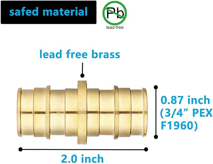 (10 Pack) Lidertik PEX- A Fittings 3/4 Inch Expansion Straight Coupling LI-EPXC3434(10 Pieces)