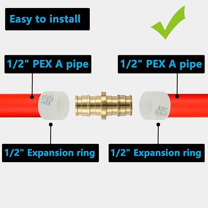 (10 Pack) Lidertik PEX-A Fittings 1/2 Inch Expansion Straight Coupling LI-EPXC1212(10 Pieces)