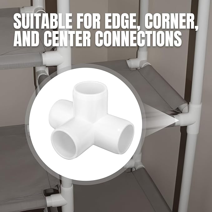 20 Pack 4 Way PVC Fittings 1/2 Inch, Furniture Grade Pipe Elbow Connector, 4 Way Side Outlet Tee Fittings for All DIY PVC Structure and Frames Building Furniture