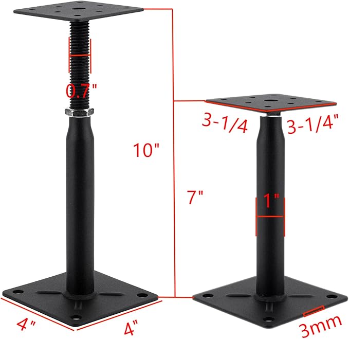 2 Pack Adjustable Support Jack for The Floor,Floor Beam Leveler,RV Step Stabilizer,Mini Screw Jack- Post 7" to 10"