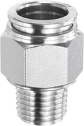 HARFINGTON Push to Connect Fittings 1/2" Tube OD x 1/4" NPT Thread Male Straight Union Fittings 304 Stainless Steel Quick Connect Pneumatic Accessories for Trailers Air Brake System