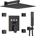 Shower System Oil Rubbed Bronze Shower Faucet Set 12 Inch Wall Mounted Full Body Rain Shower System with Body Jets, Handheld Spray, Digital Temperature Display Shower Valve