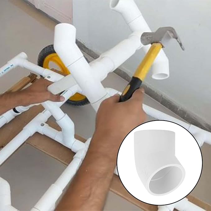 8Pack 1-1/4" 45 Degree PVC Elbow Pipe Fitting Connector (Socket x Socket) Furniture Build Grade SCH40 1.25 Inch 45 Degree Elbow PVC Corner Adapter for Home Sewer Plumbing Water Line